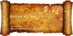 Batka Éva névjegykártya